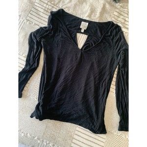 Julienne W Black Long Sleeve Open Back Blouse